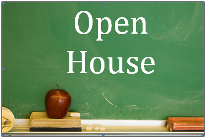 chalk board that says 'open house'